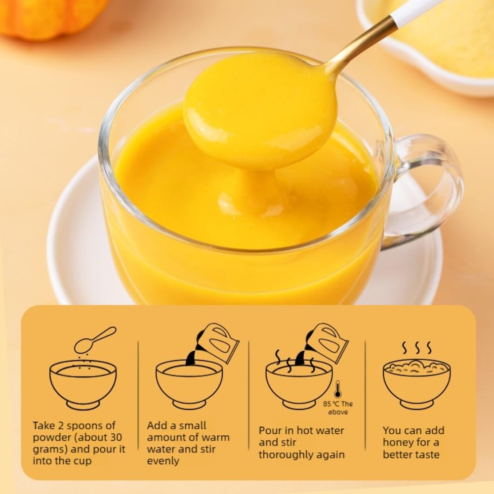 Yam Pumpkin Mijo en polvo, tarro de 500 g, bebida de desayuno de grano natural, pasta de arroz instantánea, fácil de preparar, suave y dulce, sin aditivos artificiales