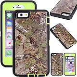 iphone 6s Plus Camo Case, Kecko Defender Tough Rubber Shockproof Impact Weather Resistant Hybrid Tree Camouflage Military Duty Case for iphone 6s Plus W/ Screen Protector - Leaves On The Core (Green)