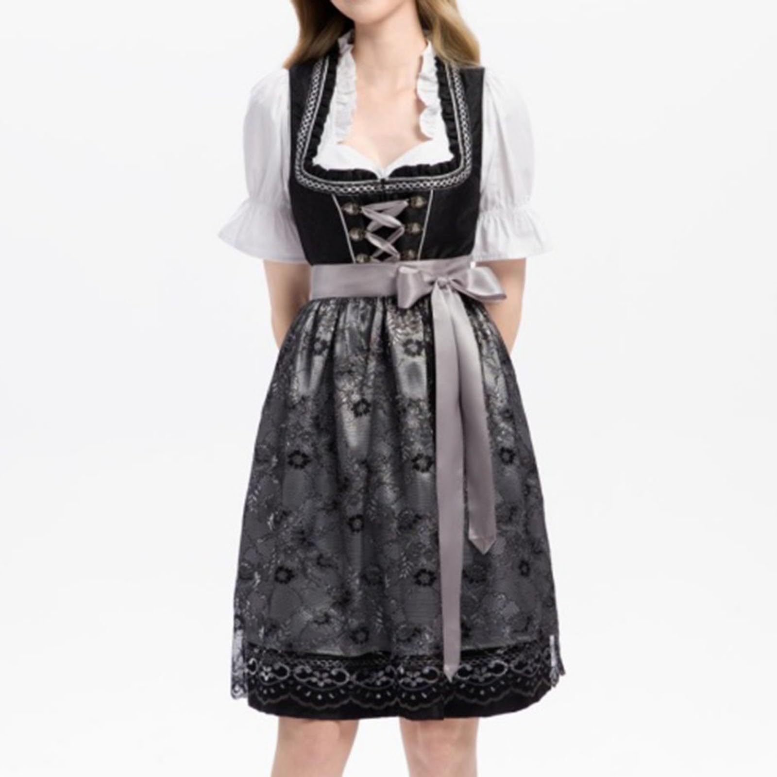 SKFLABOOF Dirndl Damen Dirndl-Komplettsets Trachten Komplettset Set Komplett Oktoberfest Schlicht Mit Schürze Oktoberfest-Kleidung