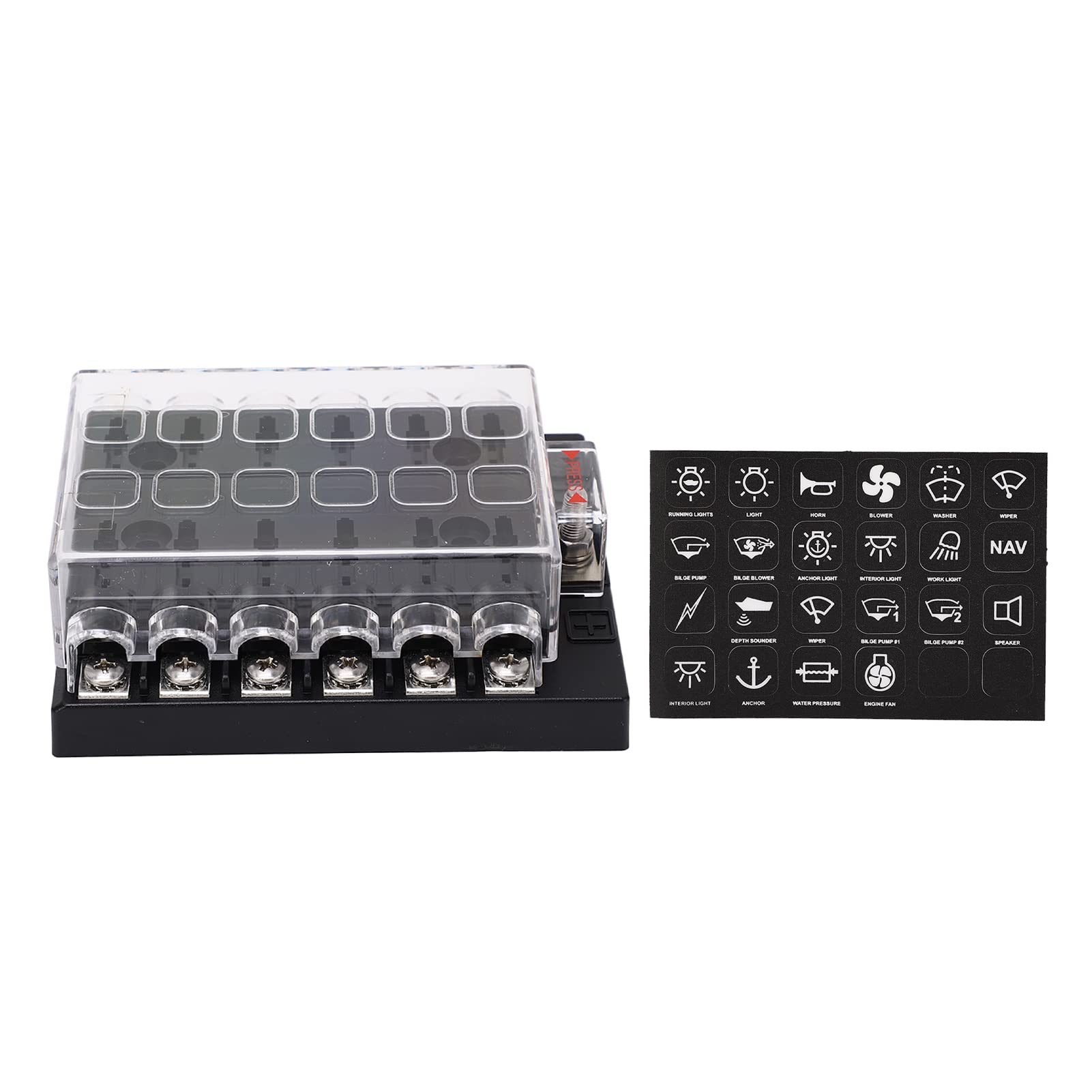 Blade Box ATC ATO Block with Cover Sticker for Automotive Car Marine Boat 12?36VDC (12 Way)