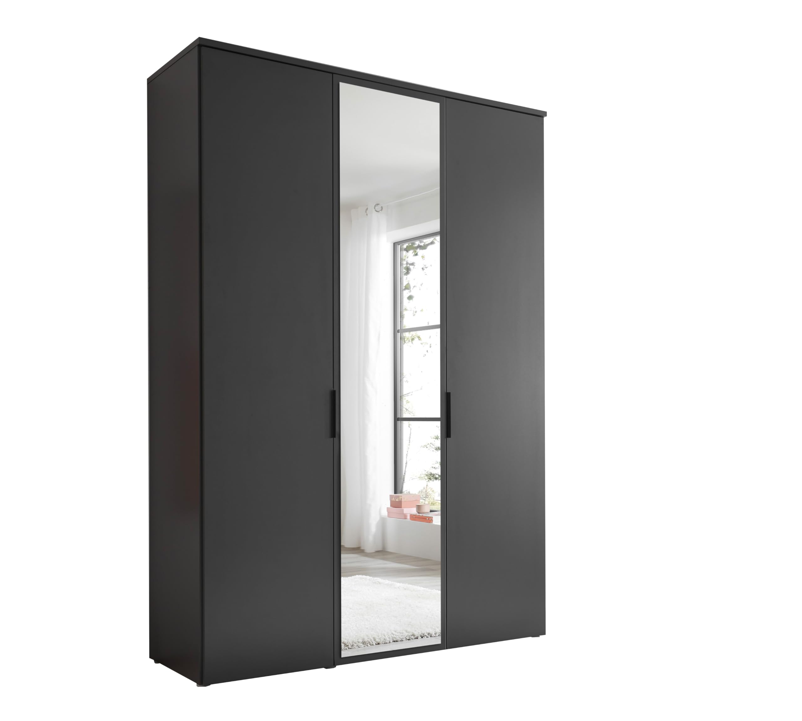 AVANTI TRENDSTORE Piombino - Armadio 2-3 ante battenti di qui 1 a specchio con ripiani asta per vestiti e un piccolo comò interno Dimensioni: LAP101,7x225x52cm (2 Ante) LAP 151,7x225x52cm (3 Ante)