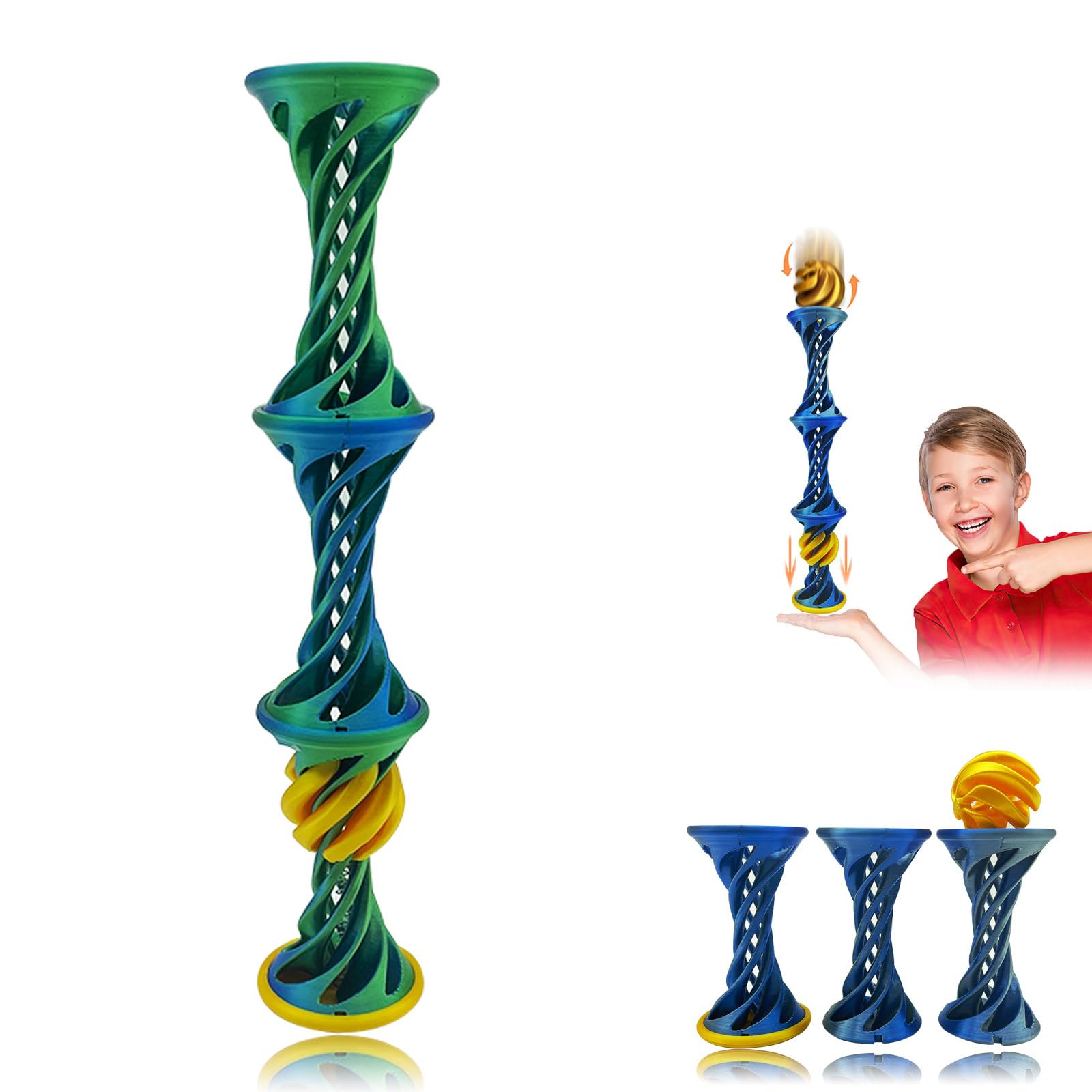 3 Cônes Impossible Spirale 3D - Jouet Anti-Stress, Décoration Bureau | Cadeau Pour Enfants Et Adultes (Or)