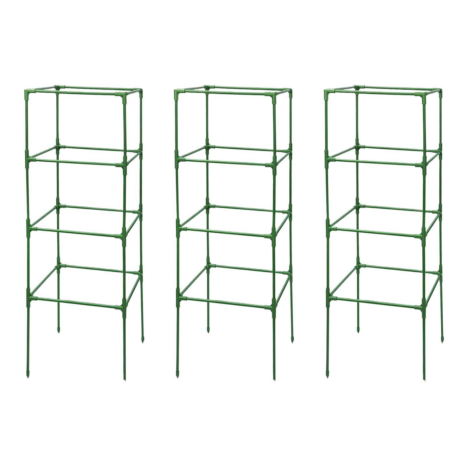 Entutorado para Tomates Soporte Cuadrado Ajustable en Altura de 3 Piezas | Tutor de Plantas Resistente para Judías Pepinos Verduras Rosas Peonías Macetas Bancal Elevado Jardín Patio Césped