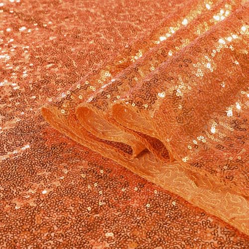 Image of B-COOL Sequin Tablecloth Sparkle Halloween Tablecloths for Round Rectangle Table Bronze Fall Sequence Table Overlays Christmas Parties 90x132 Inch