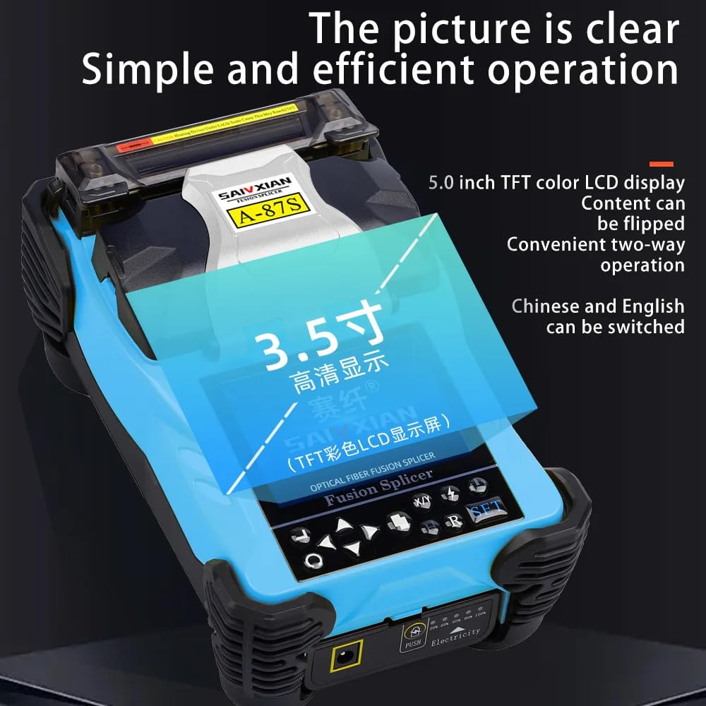 Empalmadora automática de fusión de fibra óptica con pantalla LCD para empalme de cables de aislamiento y múltiples pruebas