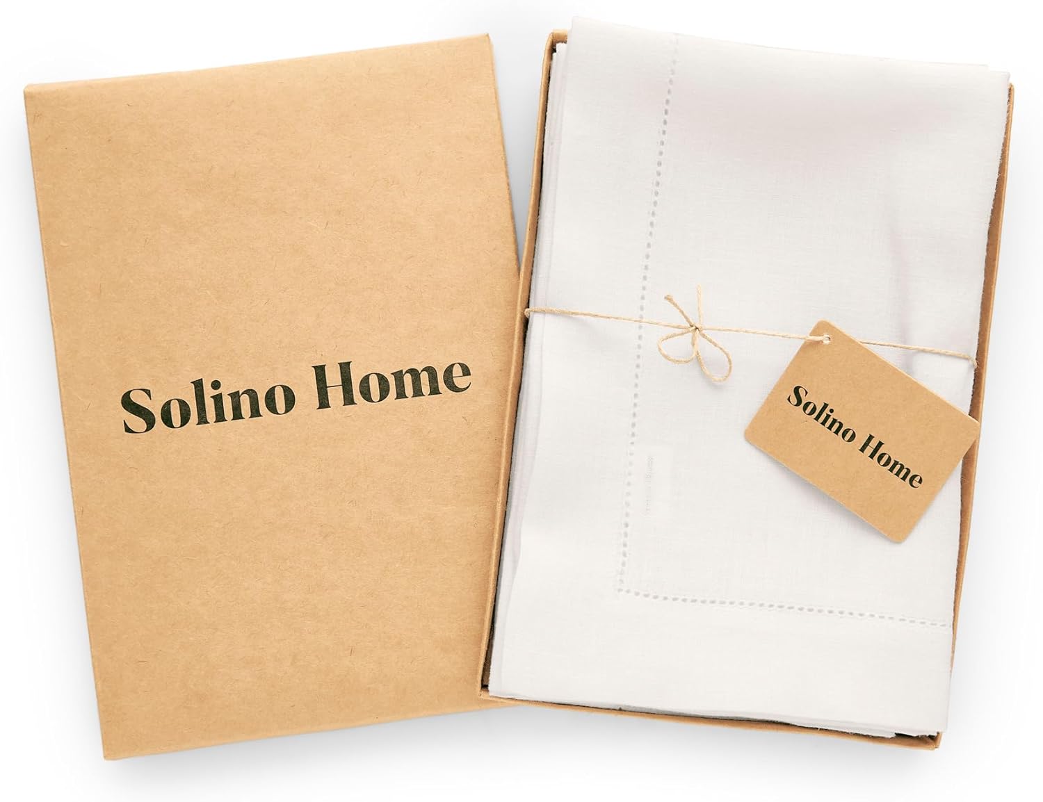 Solino Home White Linen Napkins Set of 6, 20 x 20 in – 100% Pure Linen, Pre-Washed Cloth Dinner Napkins for Mother’s Day, Spring, Summer, Memorial Day - Sonoma Hemstitch