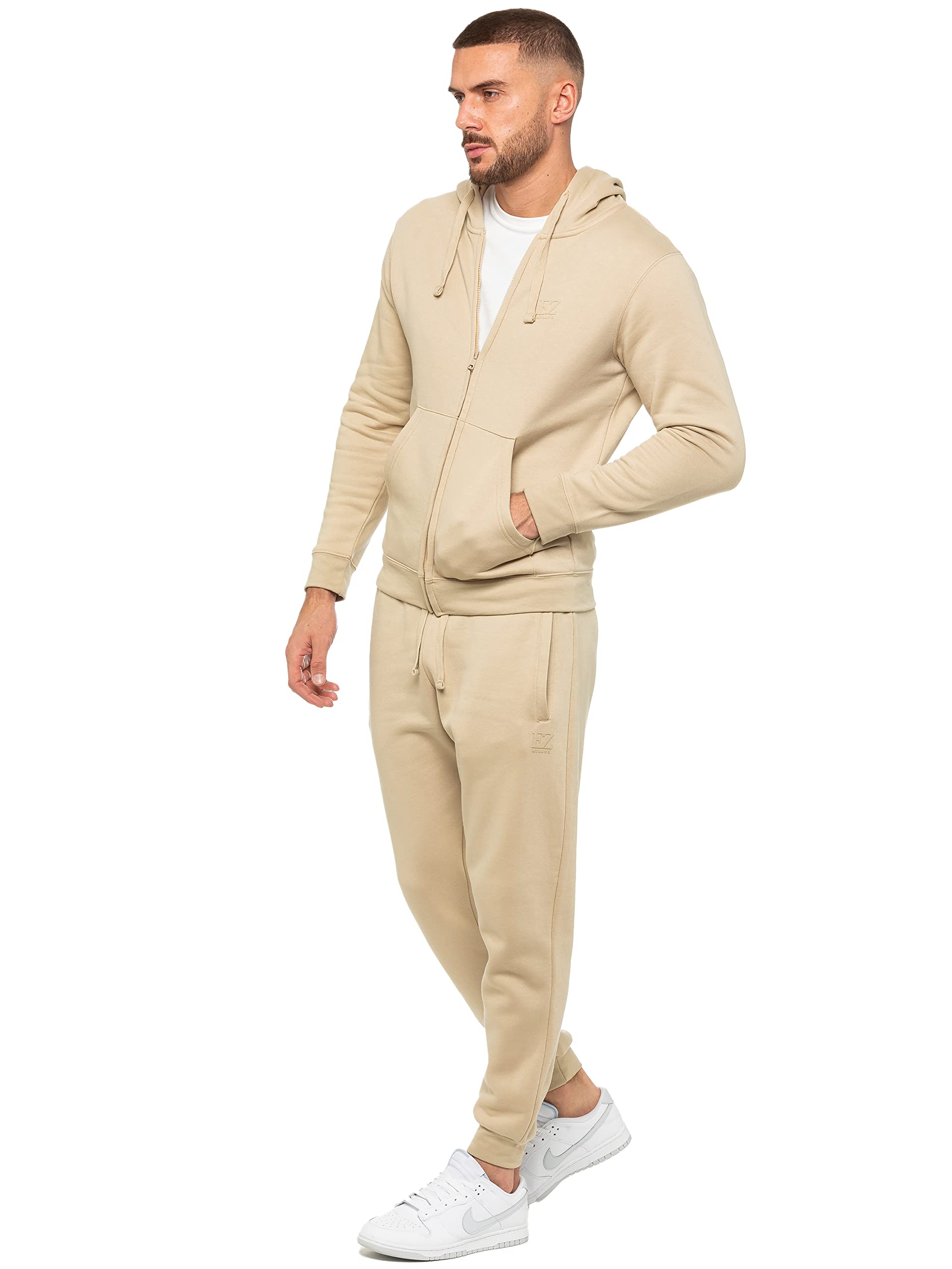 989Zé ENZO Męski zestaw dresowy z długim rękawem Essential Casual Zip Up bluza z kapturem i spodnie dresowe z mankietami joggery