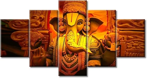 TUMOVO Decoraciones de pared para sala de estar, estatua de elefante hindú, Dios, Ganesha, pósteres e impresiones, 5 piezas, lienzo, arte de pared, TUMOVO Decoraciones de pared para sala de estar, estatua de elefante hindú, Dios, Ganesha, pósteres e impresiones, 5 piezas, lienzo, arte de pared,