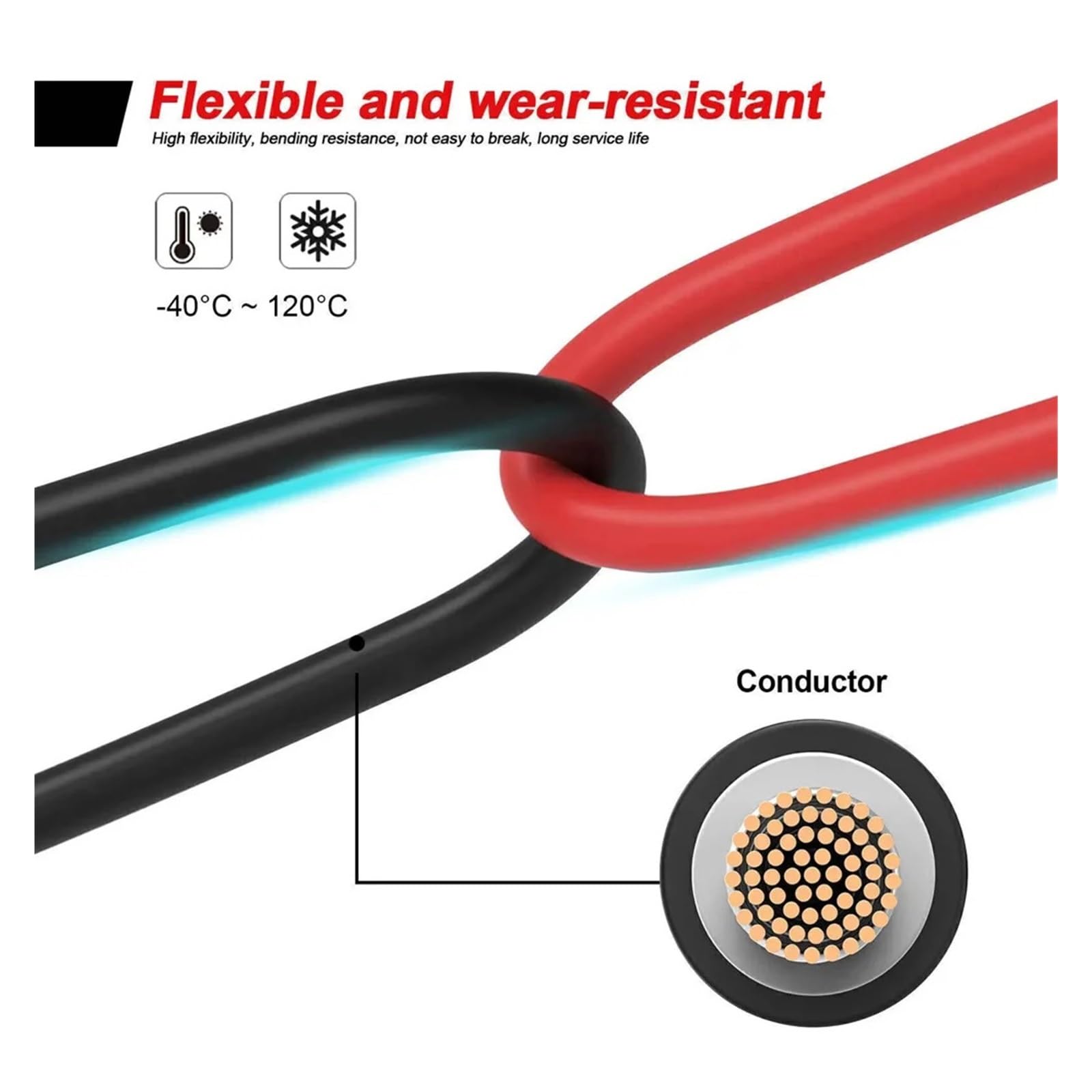 Cable de extensión Solar de Doble Extremo, Rojo y Negro, con Conector de 2 a 10 Metros, 4 mm²/6 mm², for Panel Solar fotovoltaico.(1Pair 6m 263.22 Inch,10 AWG-6mm2)
