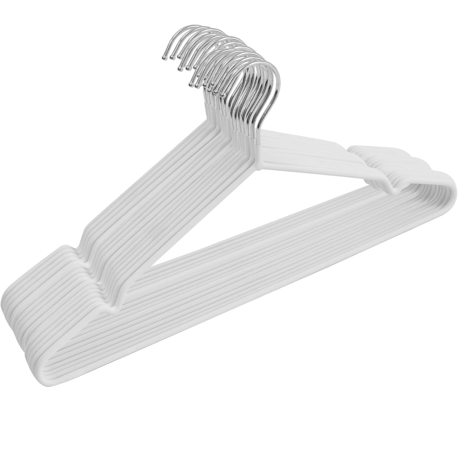Taylor & Brown 20-Pack Premium Heavy Duty Metal Hangers with Non-Slip Rubber Coating – Space-Saving Clothes Organiser for Wardrobes, Coat Rack Rails, Jackets, Shirts & Pants (White)