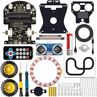 Xptieeck Mini Smart Microbit V2 Robot Car for :Bit Robot Car Kit Graphical Programming Toys Electronic DIY (No Battery)