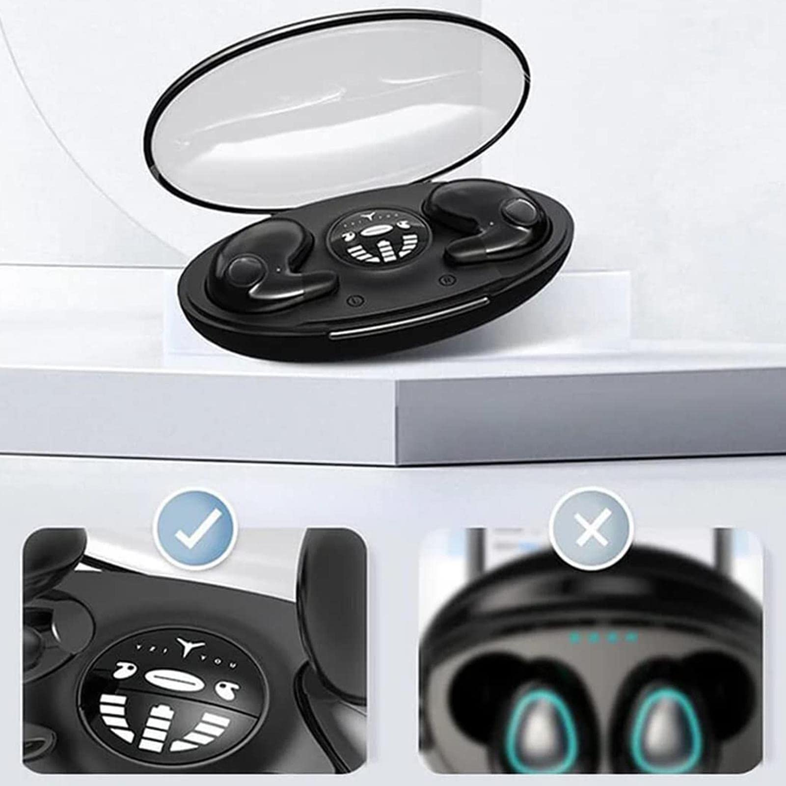 Teksome Écouteurs sans Fil Blue-Tooth | Écouteurs antibruit pour Dormir | Écouteurs Intra-Auriculaires IPX5 | Écouteurs sans Fil pour Les trajets et Le Sport