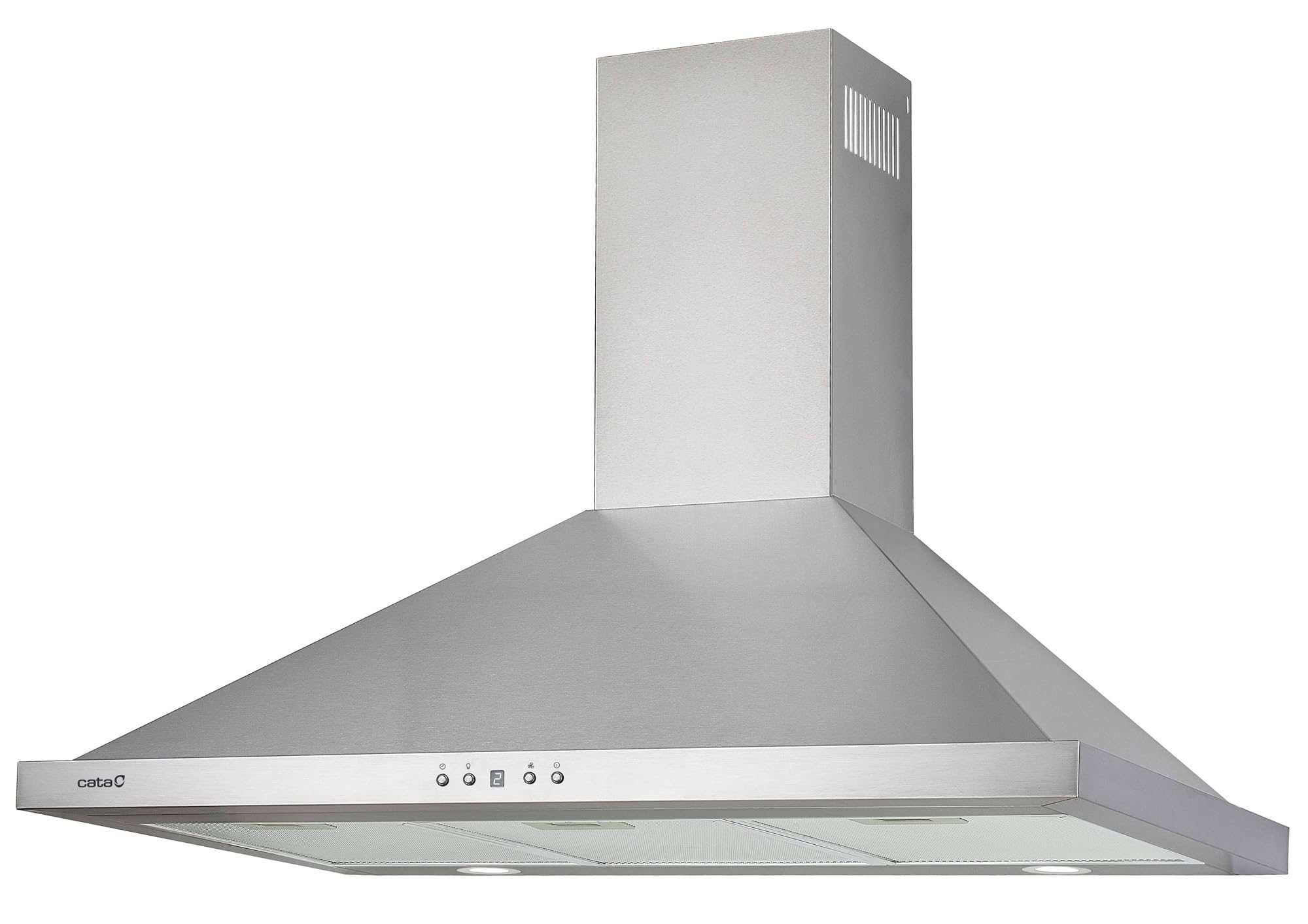 CATA Beta Pro 9000 X Campana Extractora Decorativa Trapezoidal de 90 cm, 979 m³/h, Panel Electrónico Digital, 3 Potencias, Iluminación LED, Clase A,Acero Inoxidable