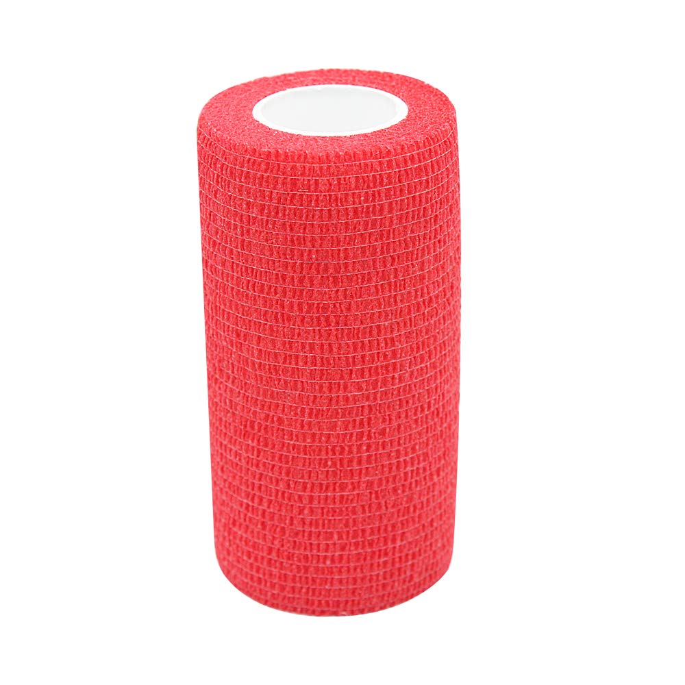 STpro Crepe Bandage 10cm x 12 Rolls Red Elastic Bandage Cohesive Bandages Waterproof Bandage Vet Wrap Support Bandage Cohesive Support Bandage Vets Tape Self Adhesive Bandage