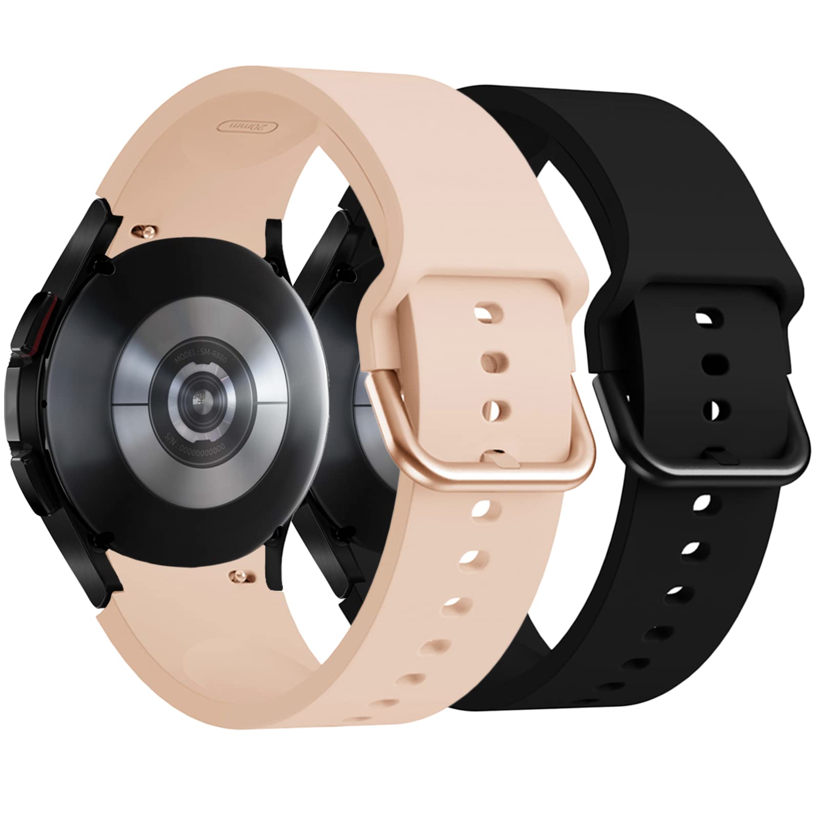 Bands for Samsung Gear S3 Frontier/Classic Watch Soft Silicone Bracelet  Sports Band Strap Replacement Wristband for Men Women (Pink+Black-1) - Main Image