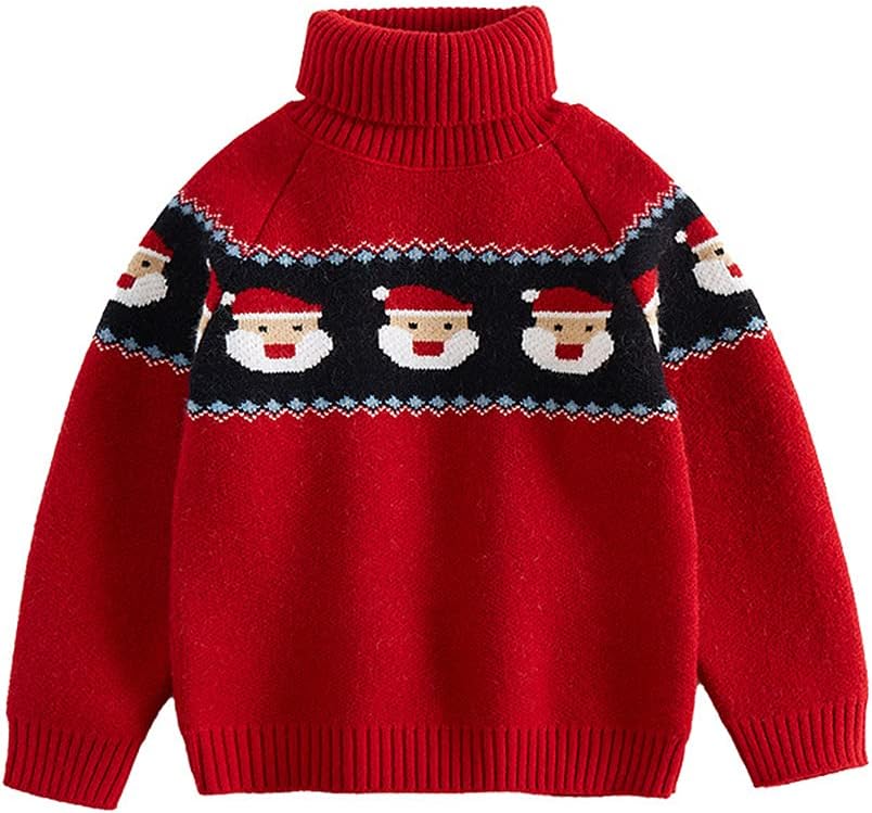 Girls Knit Pullover Sweater Warm Thick High Neck Long Sleeve Tops Outerwear