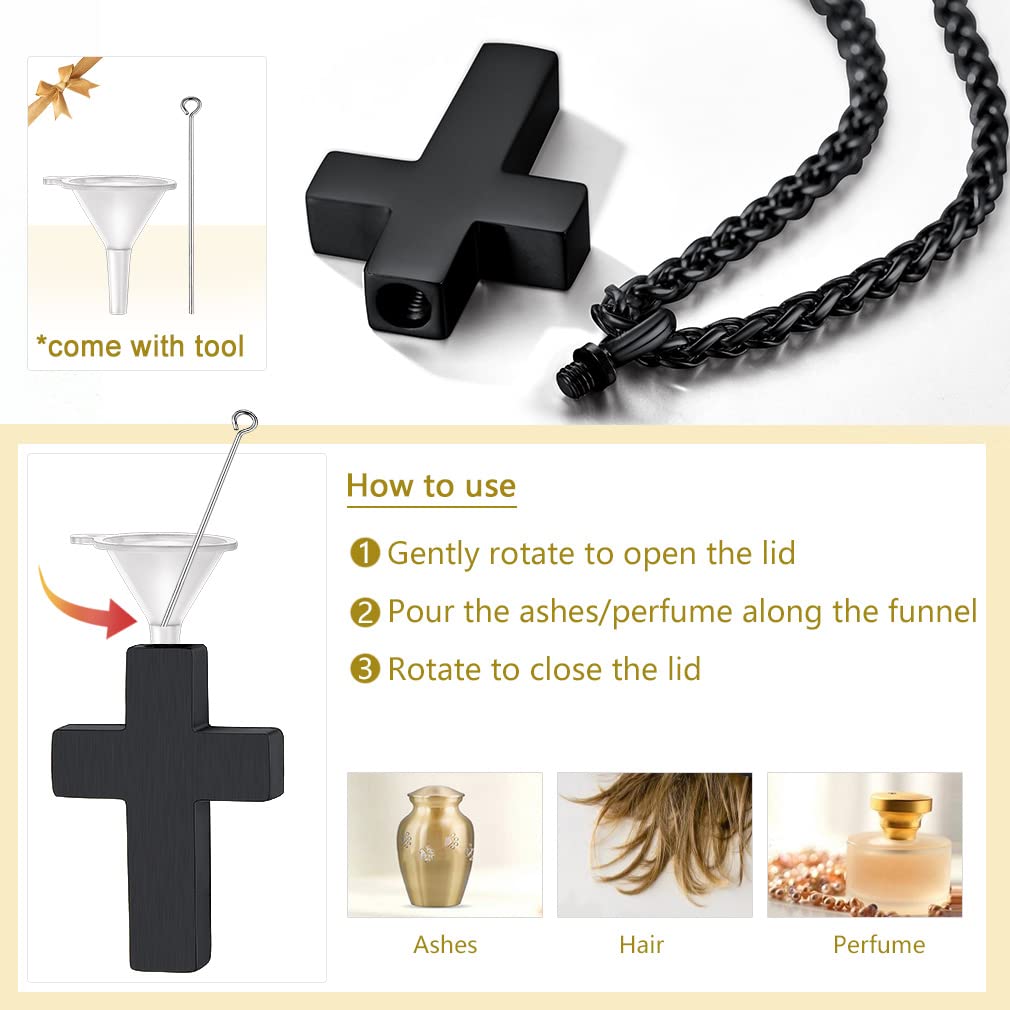 Supcare Black Ash Necklaces with Cross Jesus God Cremation Jewelry for Men Urn Memorial Keepsake Loss of a Dog Gift - Image 2