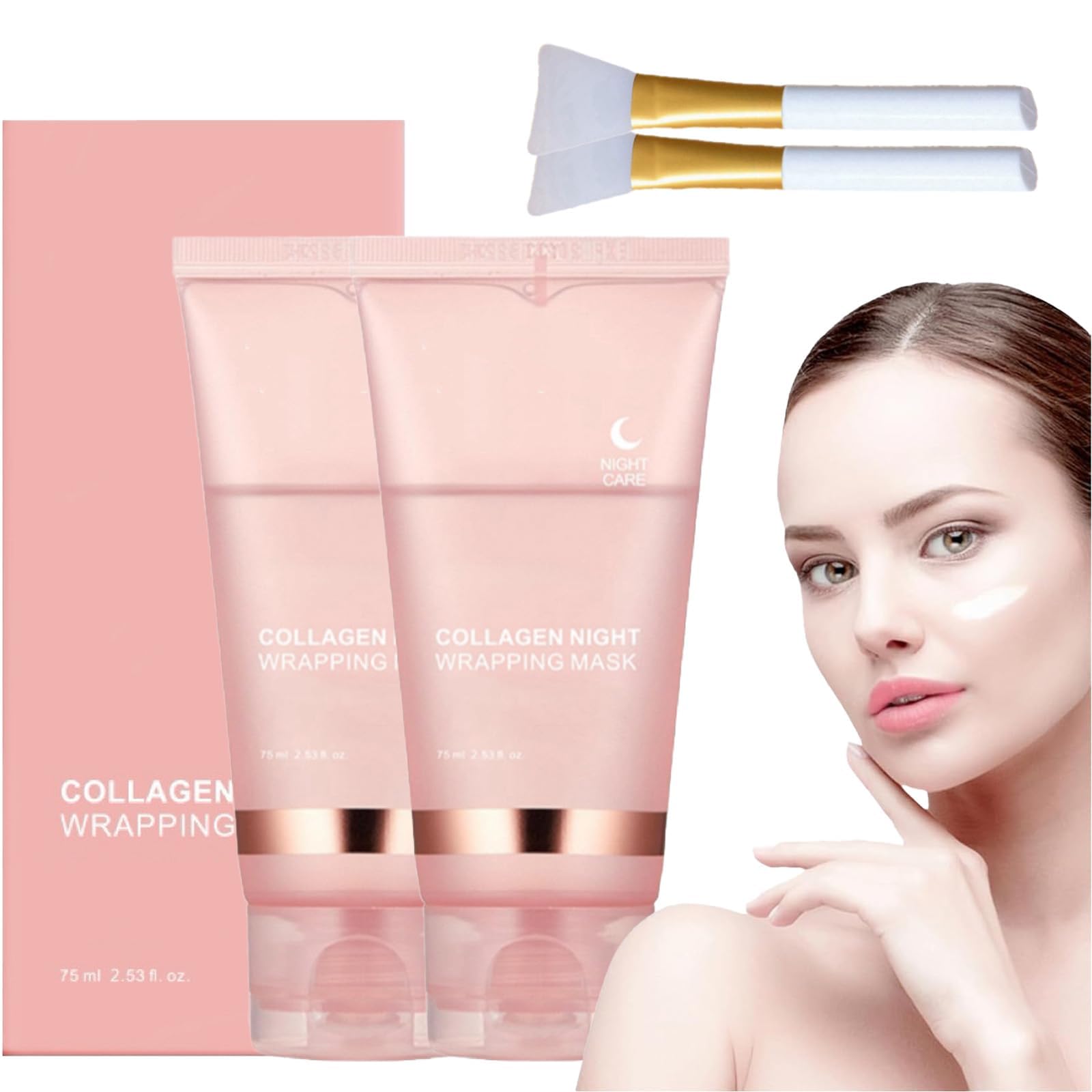 KASTWAVE Collagen Overnight Wrapping Peel Off Facial Mask Pack - Elasticity & Hydration Care, Reduces Sagging & Dullness - Hydrolyzed Collagen For Glowing Skin - Korean Skin Care, 2Pcs