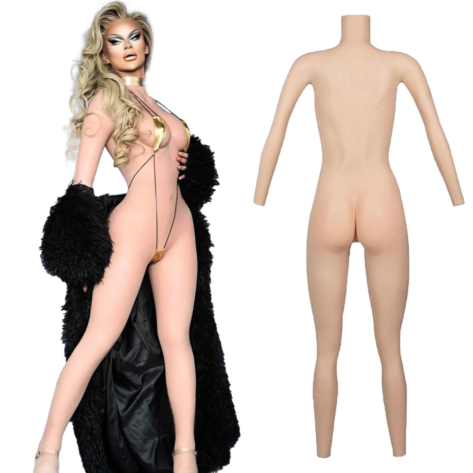 Silicone Bodysuit Fake Vaginal Whole Body Silicone Body Suit C-G Cup Fake Breast for Crossdressers Transgender Men