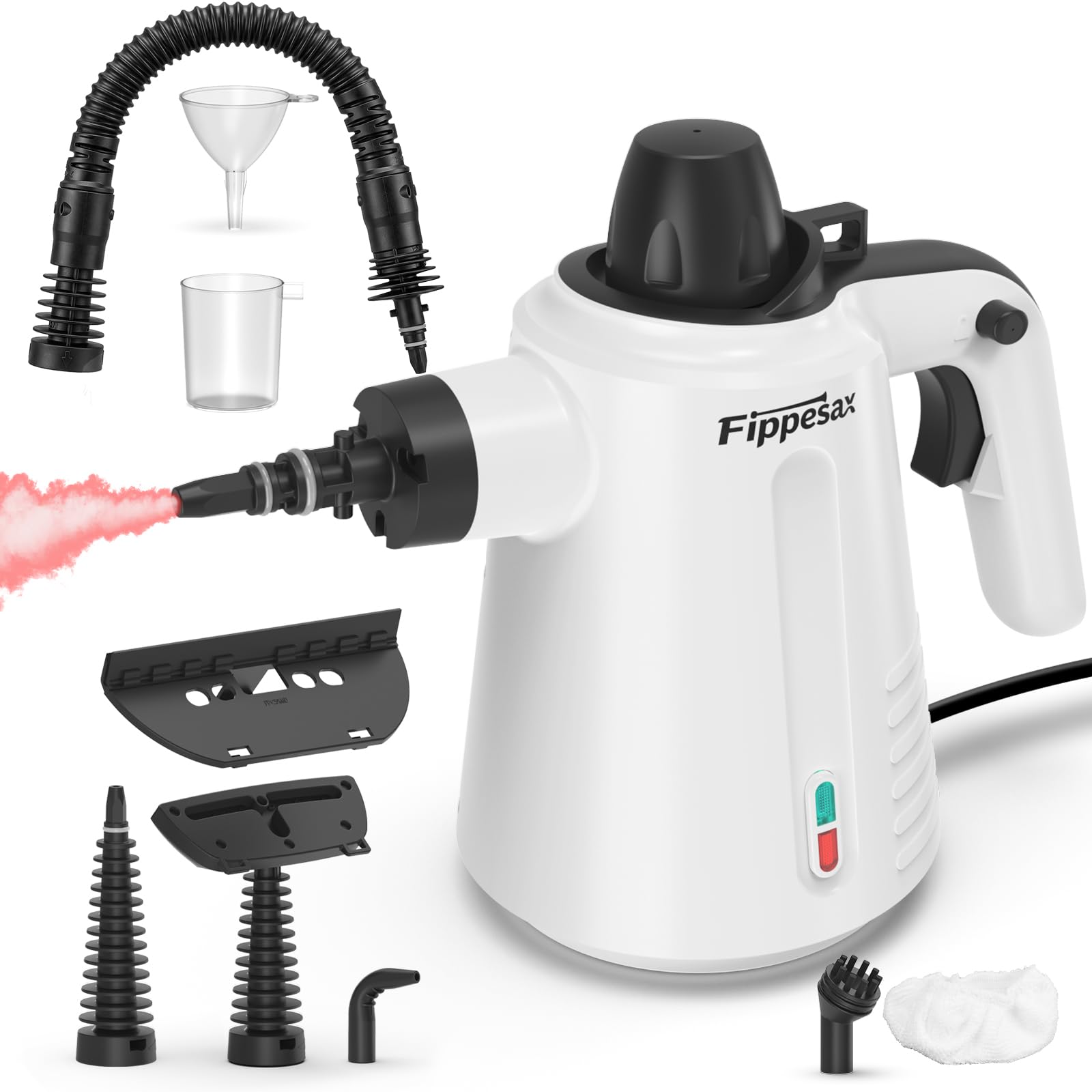 Handheld Steam Cleaner, 1050W High‑Pressure 3.5 Bar Steam Cleaning Machine with 9‑Piece Accessories, 280ml Tank, 3m Power Cord, Chemical‑Free Steam Cleaner for Kitchen Hob, Household Deep Cleaning