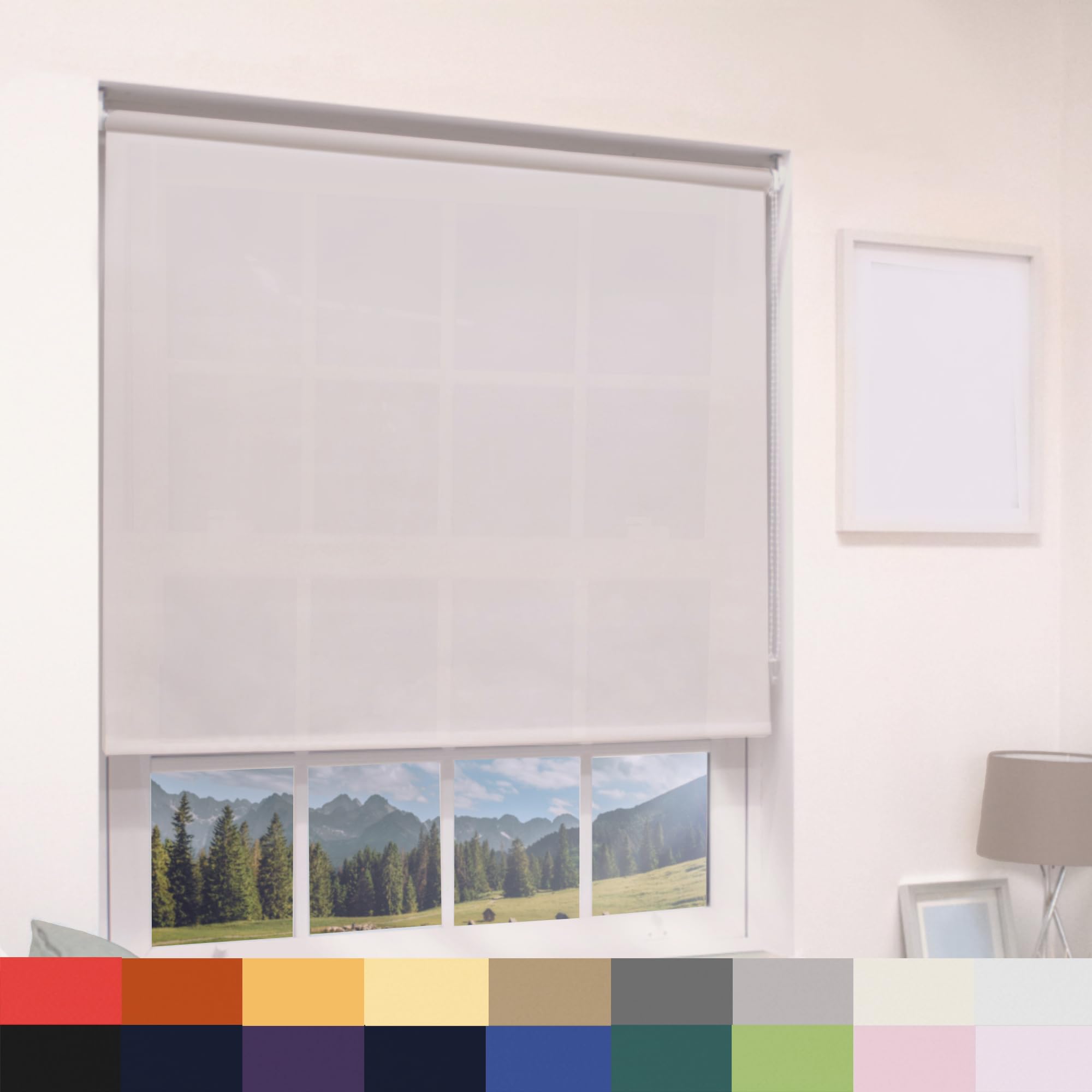 Deluxe Daylight Roller Blinds Light Filtering Premium Fabric Easy Fit Metal Brackets Bedroom Living Room Office Child Safe Trimmable Natural 210cm Width x 210cm Drop