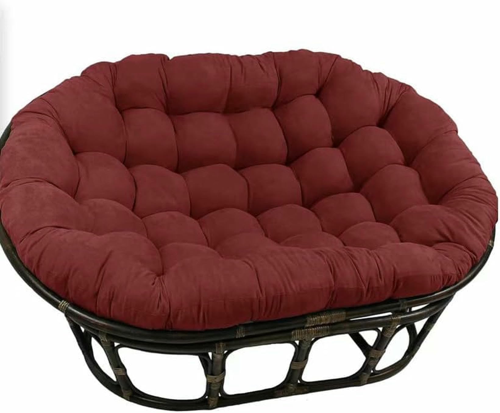 Siège oscillant extérieur osier 2 places avec coussin double assise