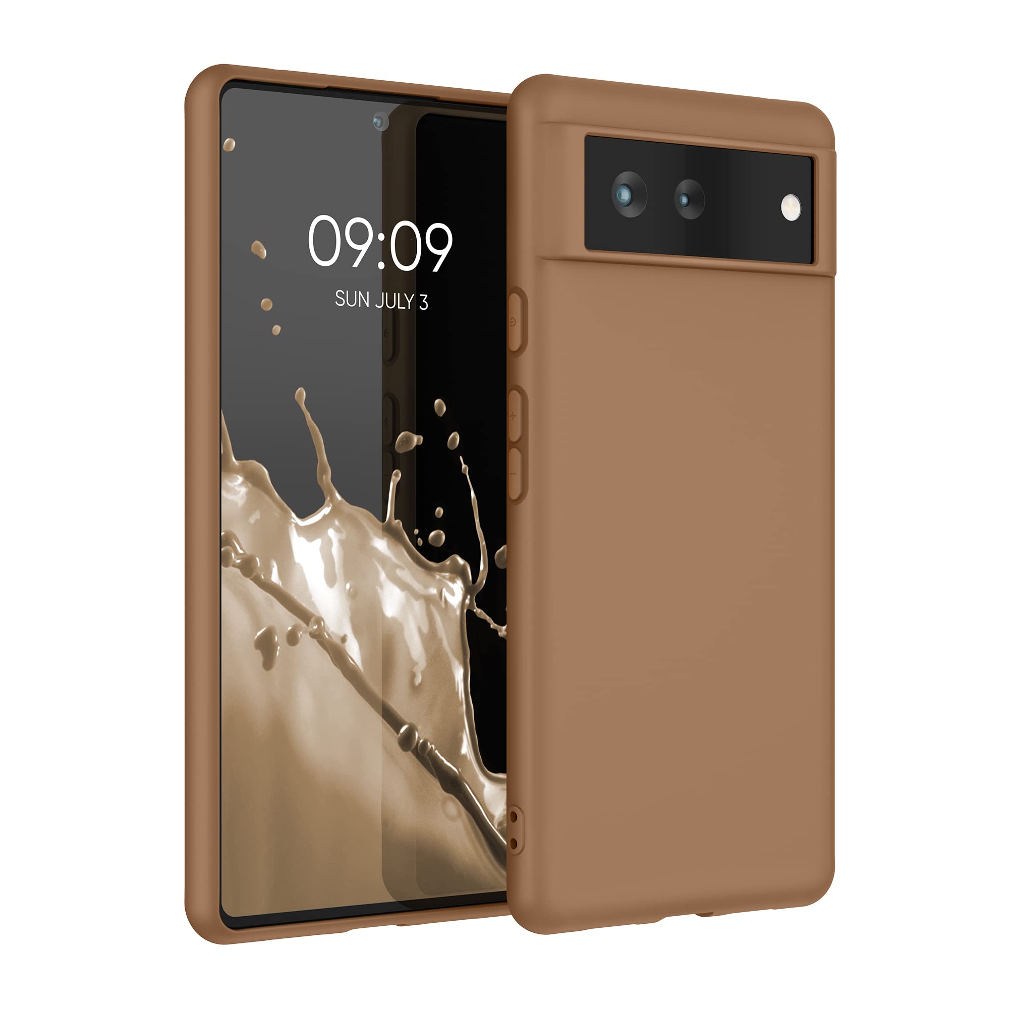 kwmobile Case Compatible with Google Pixel 6 Case - Soft Slim Protective TPU Silicone Cover - Cappuccino