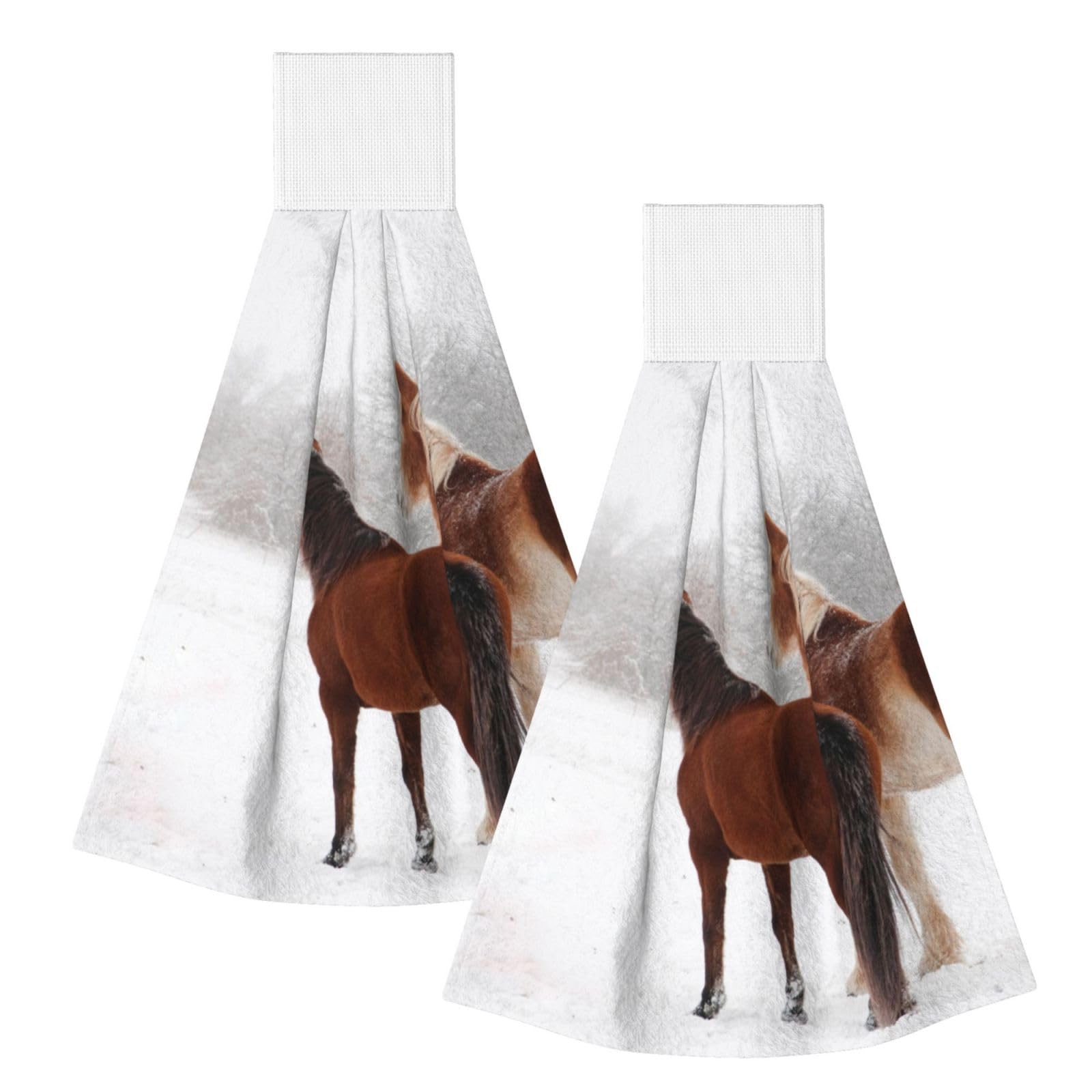 DOPKLNA Horse, 2 Pcs Hanging Coral Fiber Hand Towels for Bathroom, Absorbent Kitchen Towels