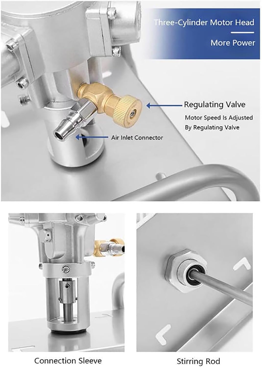 5 Gallon Automatic Pneumatic Paint Mixer, Heavy-Duty Stirring Machine with 100mm Aluminum Alloy Impeller, Ideal for Paint, Dye, and Hydrosol Mixing - 36mm Aperture