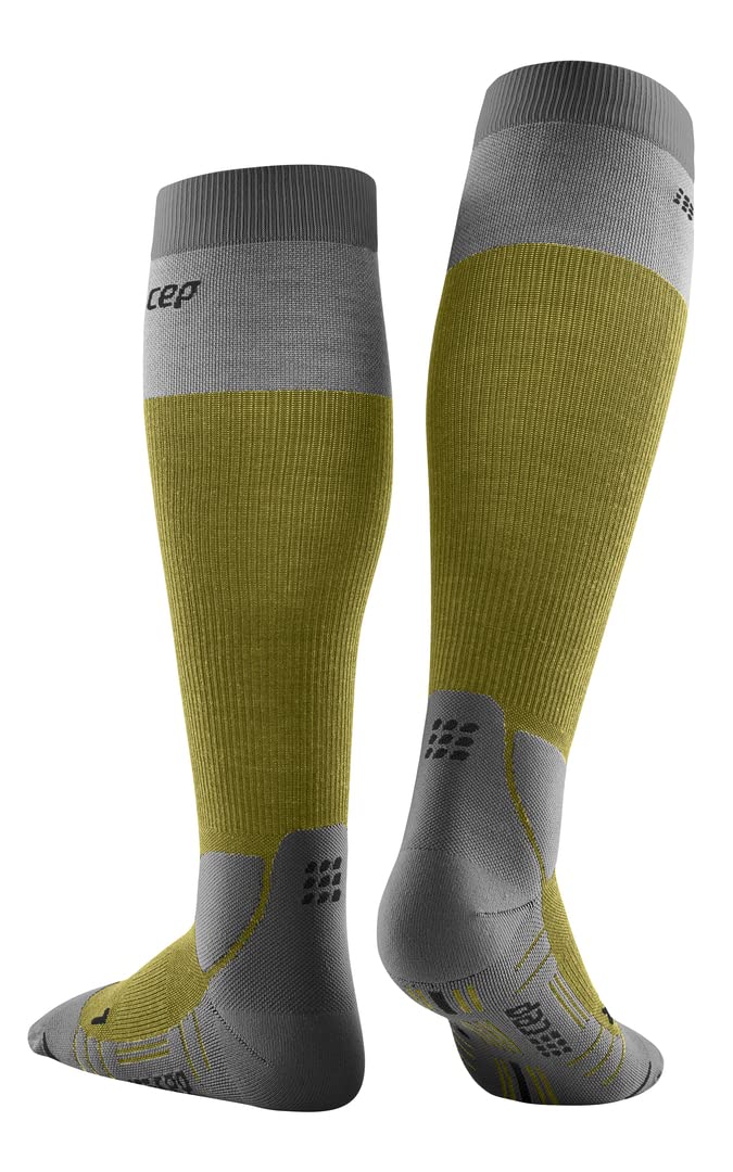 CEP Light Merino Wool Hiking Tall Compression Socks, Olive/Grey, Women, II