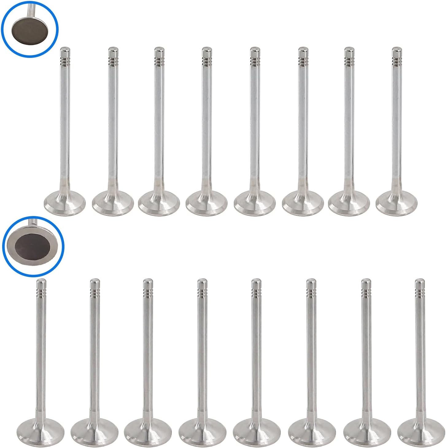 8x Intake Valves & 8x Exhaust Valves Set Compatible with Volvo S60 V90 XC40 XC60 2.0T Replace 31375630 31375493 31480436