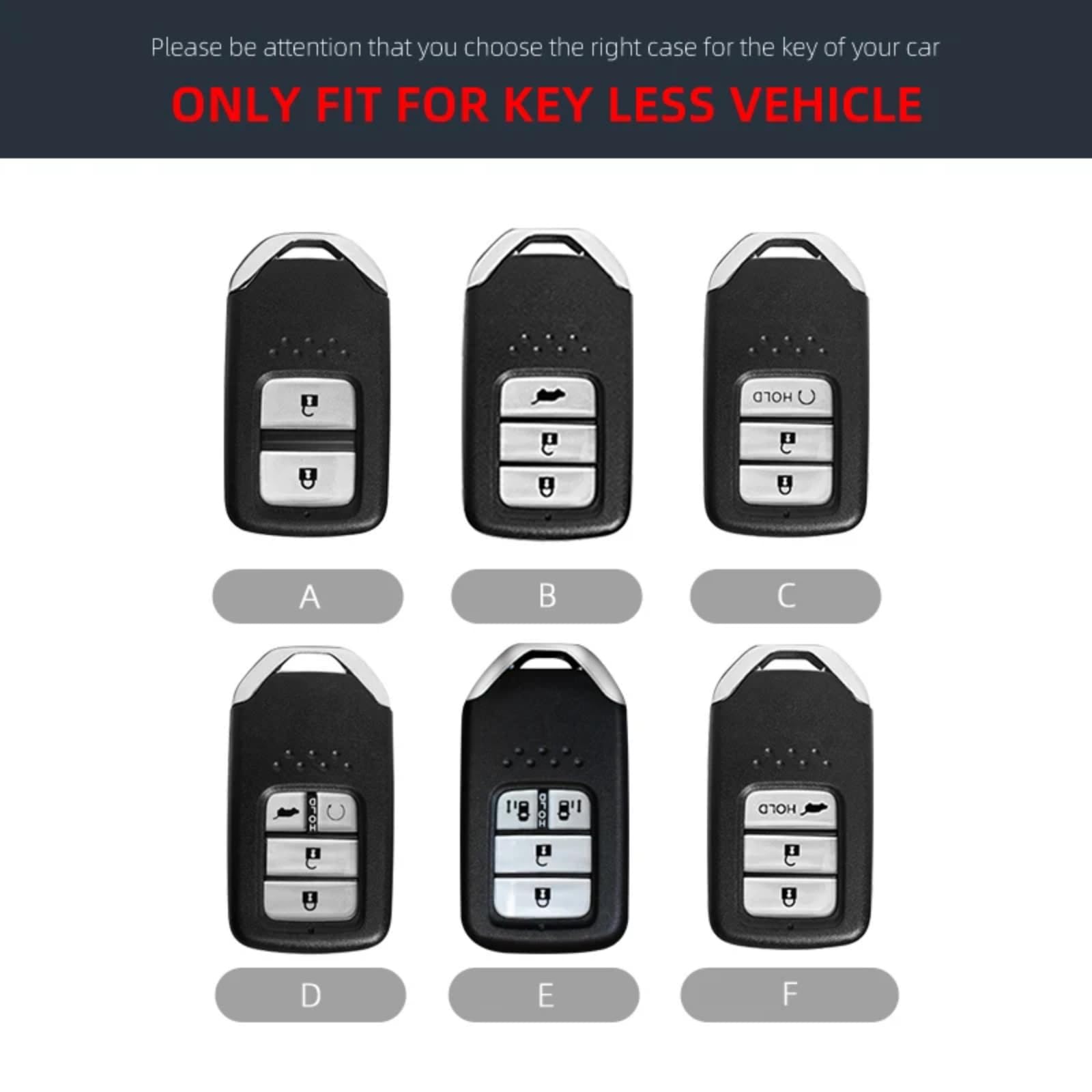 Guscio per chiave intelligente per auto, accessorio per telecomando senza chiave, per Honda Civic Accord Fit Hrv CRV Jazz (A nero)