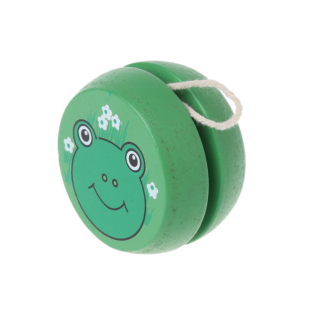 angwang Cute Animal Prints Wooden Yoyo Easy Educational Classic Toy Frog