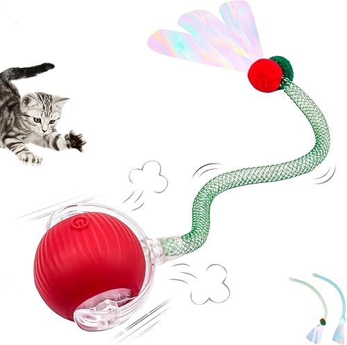 Juguetes interactivos para gatos de interior, juguete para gatos Speedy Tail 2.0, juguetes de pelota móvil inteligente para gatitos gatos adultos