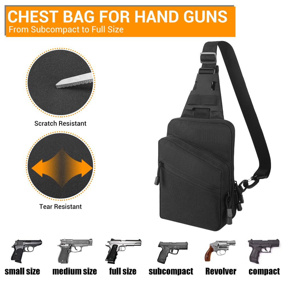 EDC Sling Brusttasche, Taktische Umhängetasche, Verdeckter Waffentasche, Trage Schulterrucksack für Männer, Reisen, Wandern, Outdoor