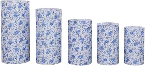 Vista 228 de Efavormart - Juego de 5 fundas de soporte para caja de exhibición cilíndrica de elastano, color negro, fundas elásticas para pilar de pedestal, 160