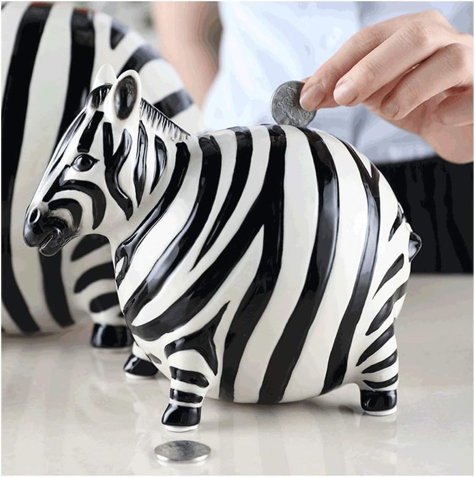 chen Money Box piggy bank Creative Zebra Coin Piggy Bank,Ceramic Money Bank Coins Bank For Money Saving,Exquisite Decorative For Girls Kid's Adults Birthday Gifts Money Banks (Size : Small)