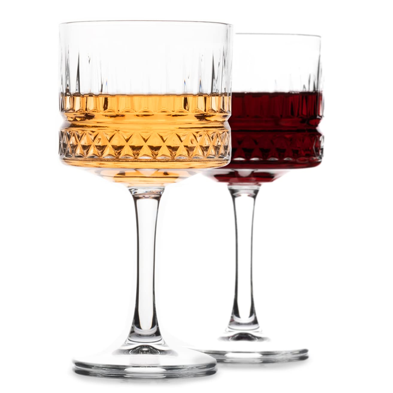 The Buybox Extra Large Glass Goblet, Vintage Coupe Glasses, Big Square Wine Glasses. Cocktail, Champagne, Margarita Glasses, Long Stem Glassware (16.9oz/500ml) (Set of 2 Glasses)