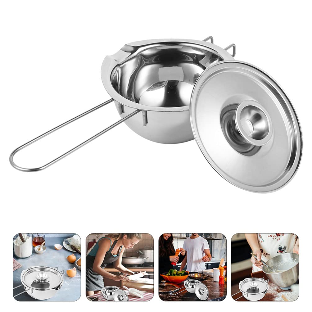 DOITOOL 1pc Stainless Steel Chocolate Melting Bowl with Cover for Baking Compact Design for Making Desserts Sauces and Snacks for Home and Kitchen Use