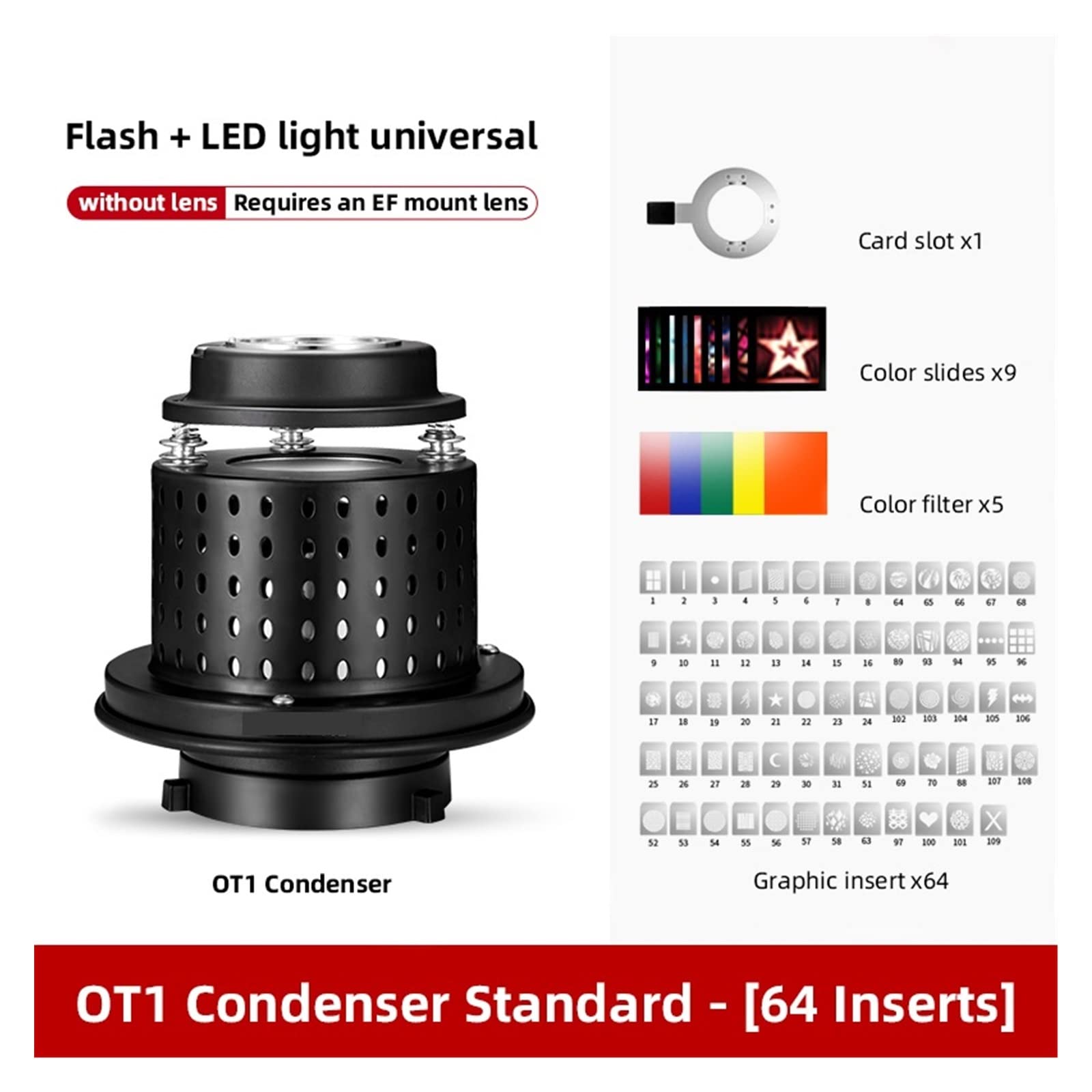 OT1 Focalize Conical Snoots Photo Optical Condenser Art Efekty specjalne Kształt wiązki światła Cylinder do montażu lampy błyskowej Do fotografii studyjnej(Grey)