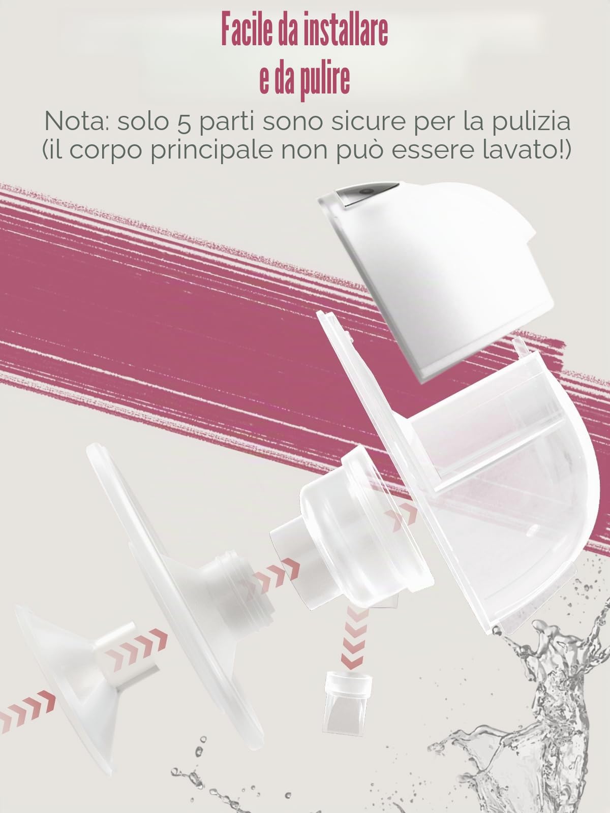 Lulia Tiralatte Elettrico Indossabile LU05, 4 Modalità e 9 Livelli, 350mmHg Forte Aspirazione Confortabile, Funzione di Memoria, senza BPA, con Flange 17/19/21/24MM (1 Pezzi)