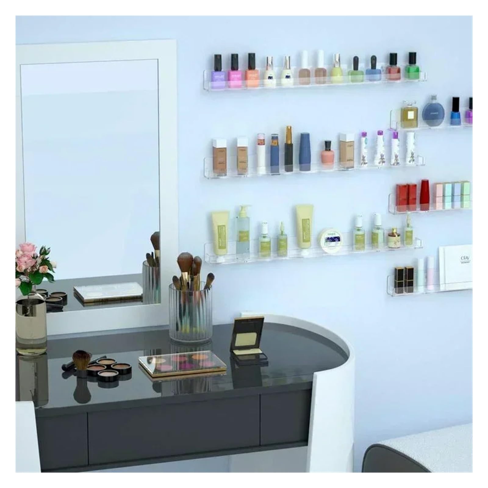 Espositore for Smalto a 6 Strati, portaoggetti Trasparente, Strumenti for Nail Art, Organizer for Rossetto, mensola a Parete per Manicure, Salone di Bellezza