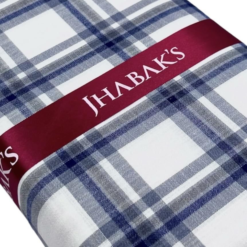 Image of JHABAK'S Cotton Blend Unstitched Checkered Fabric for Men - 2.35m Shirt Piece / 3m Kurta Piece - Width 36 Inches