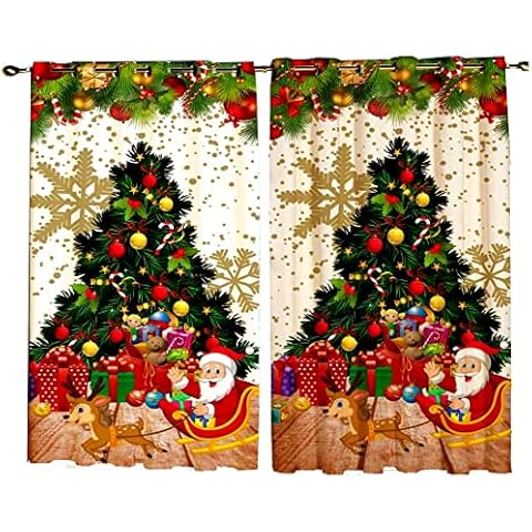 EKAVYA Xmas Decorative Window Curtain Traditional Winter Season Graphic Print, Living Room Bedroom (ONE PC Curtain Only) (48" W Inch x 84" L Inch ) Cover