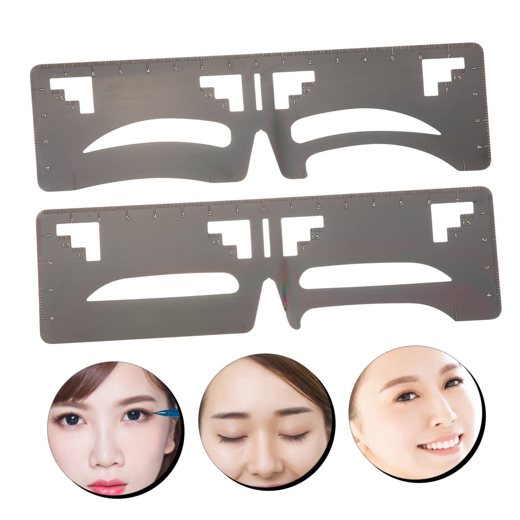 minkissy 6 piezas de regla de cejas, moldeador de cejas, plantilla de cejas, plantilla de cejas, regla de moldeo de cejas, moldes de mapeo de cejas, regla en T, herramienta de equilibrio de acero