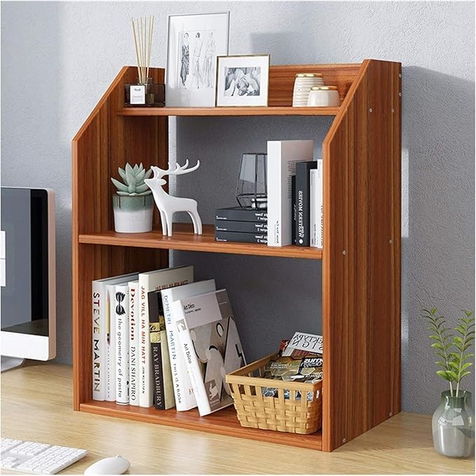 DeskBook Shelf | Compact Wooden Bookshelf for Desk or Study Table | Organizer for Books, Stationery, and Office Supplies | Light brown | 51 x 20 x 60 cm-image-25