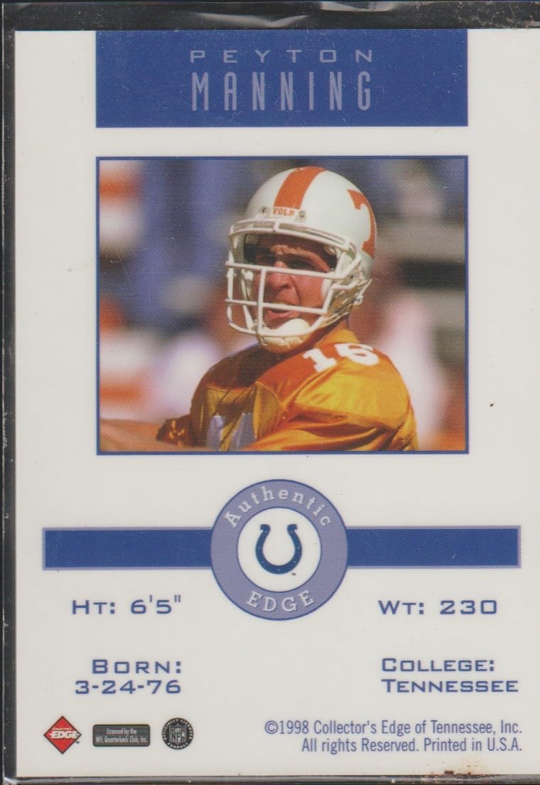 1998 Collector's Edge Peyton Manning Colts Rookie Football Card