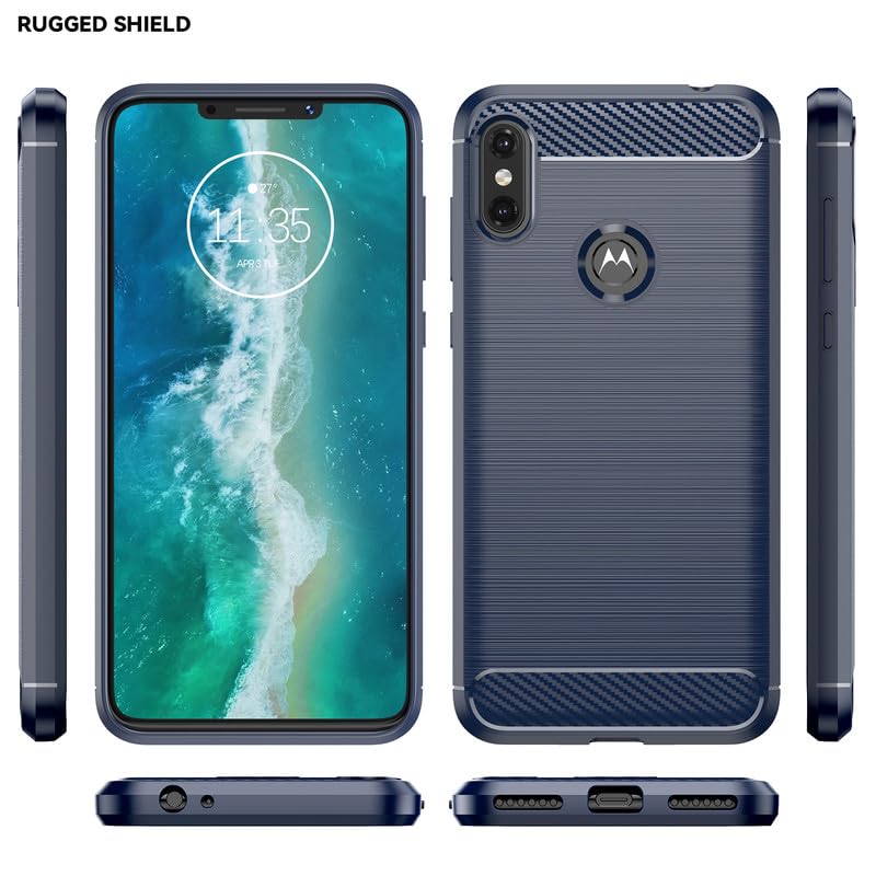 Image of Hybrid Carbon Fiber Back Case for Moto One Power (Blue)