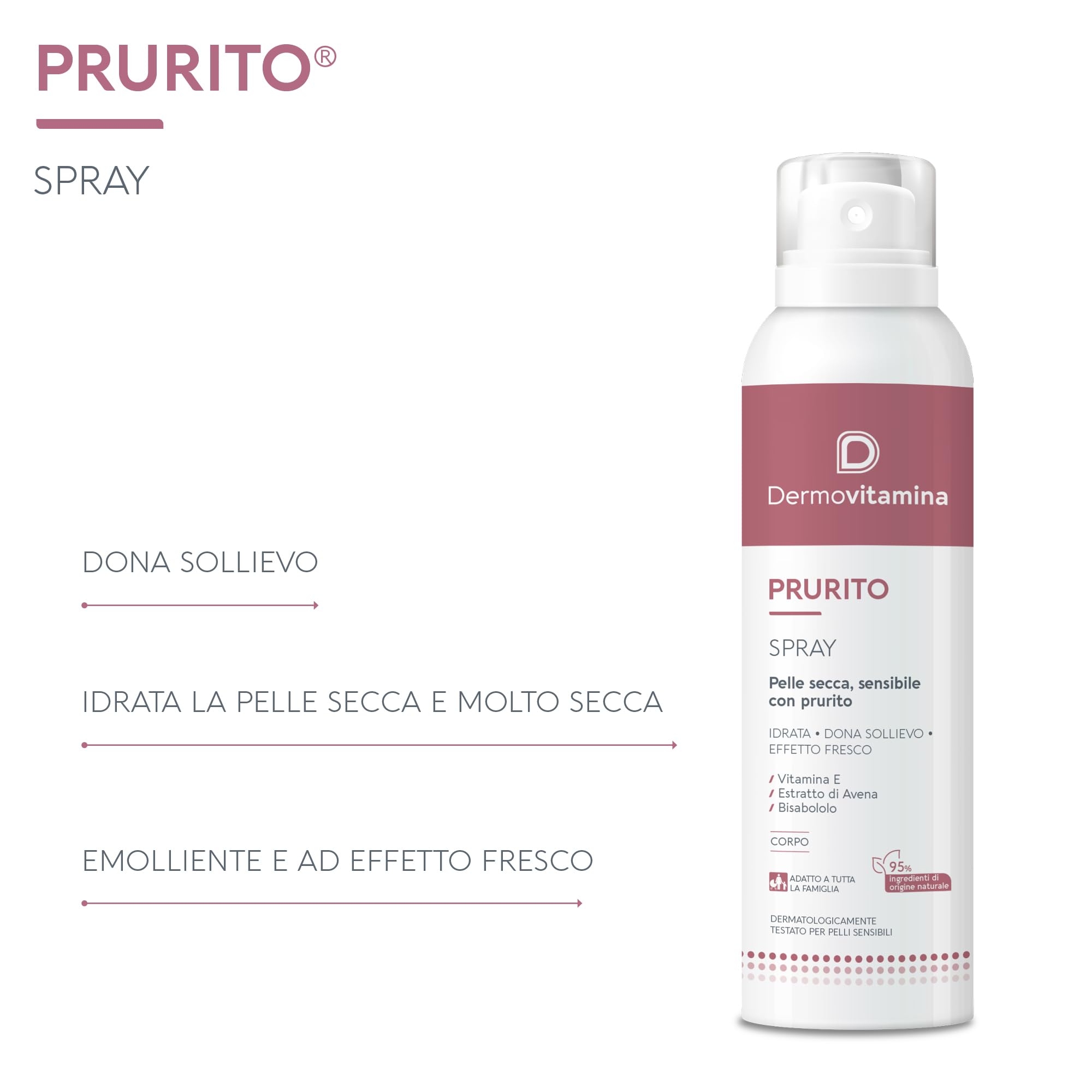 Dermovitamina Prurito Spray - Riduce il Prurito - Effetto Fresco - Azione protettiva - Dermatite - Idratante - Dona Sollievo Immediato - Per Adulti e Bambini - 100ml