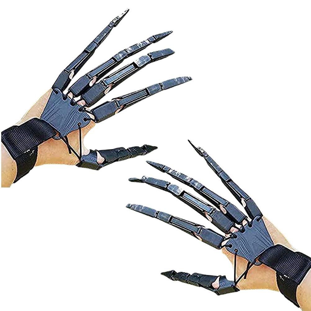 BSTCAR Pack of 2 Long Claws, Halloween Joint Claws Gloves with Flexible Joint, Horror Skeleton Hand Bone Reaper Gloves